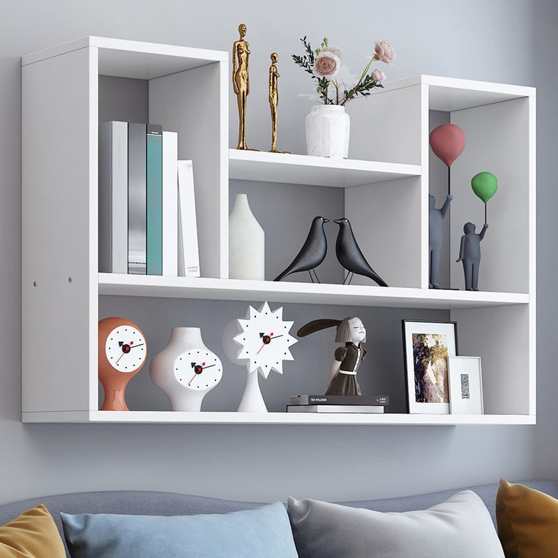 Wall Mounted Bookshelf Contemporary Style Bookcase for Study Room and Office