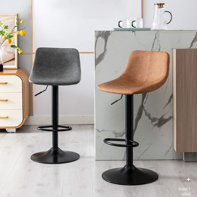 Modern Leather Adjustable Height Barstool Indoor Bar Stool with Low Back