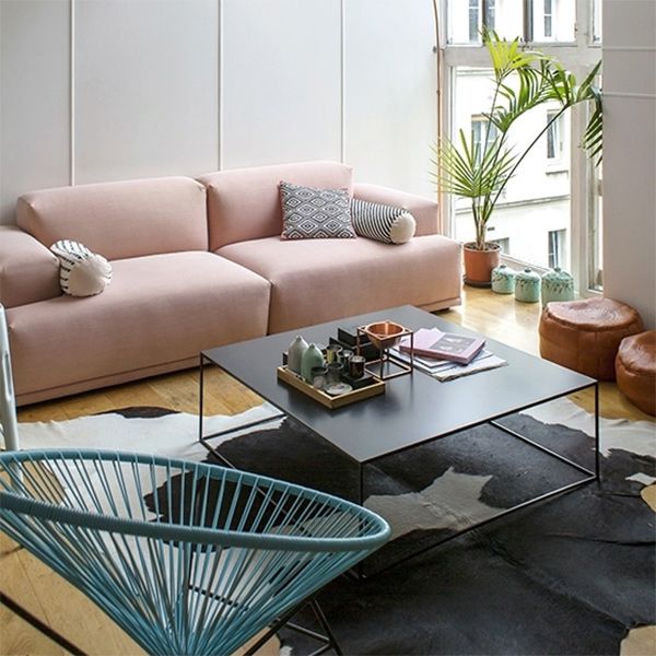 Mid-Century Modern Iron Square Coffee Table with Frame Base Cocktail Table