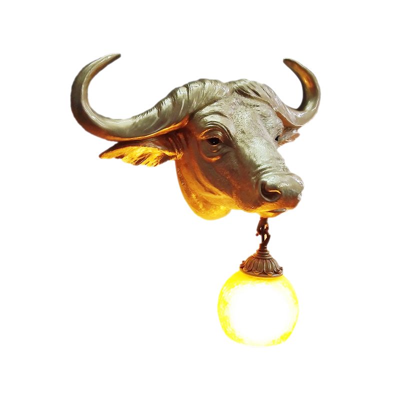 1 Light Wall Lamp Lighting Country Cattle Metal Sconce Light Fixture in Gold with Crystal/Glass Shade