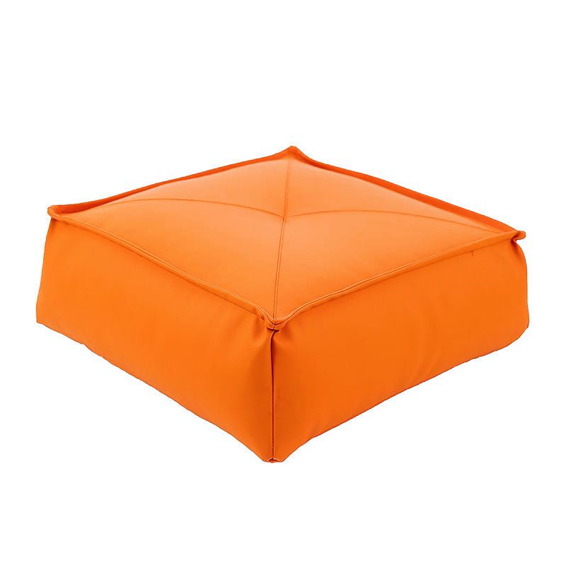 Modern Pouf Ottoman Leather Upholstered Solid Color Tear Resistant Square Ottoman