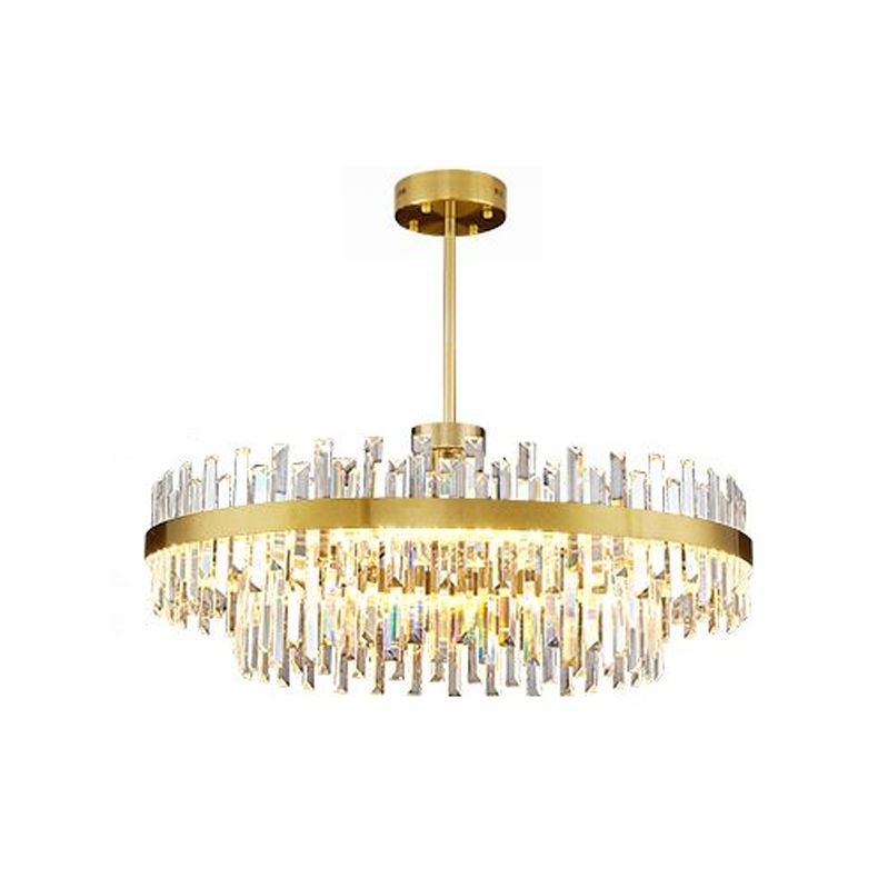Modern Simple LED Chandelier Crystal Circular Pendant Light for Dining Room