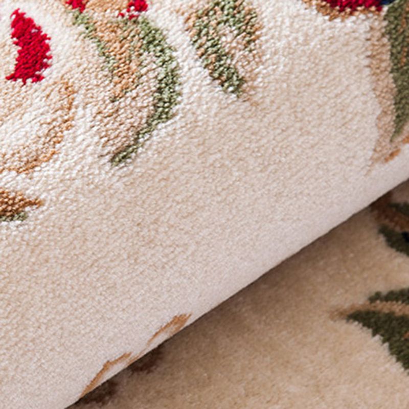 Beige Modern Area Rug European Style Pattern Carpet Polyester Anti-Slip Backing Rug for Home Decor