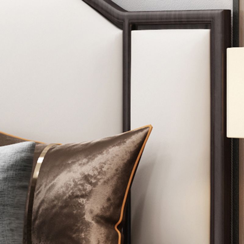 Mid-Century Modern Standard Bed Upholstered Headboard Ash Panel Bed