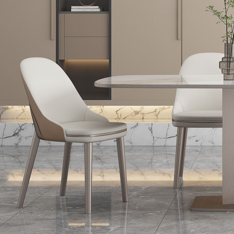 White Stone Glam Dinette Table Set with Leather Chairs 1/4/5/6/7 Pcs Dining Set for Home