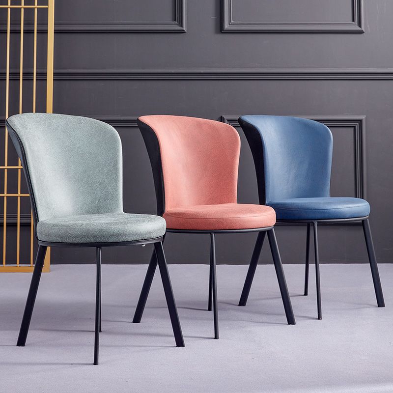 Silla de comedor contemporánea de metal, silla lateral sin brazos para comedor con respaldo lateral