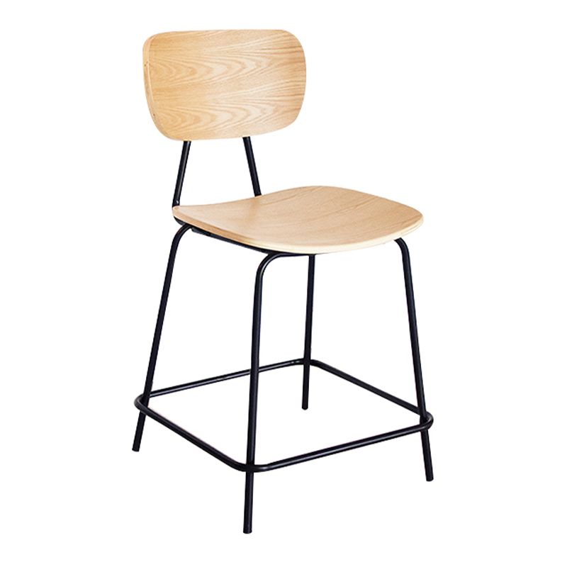 Contemporary Low Back Armless Bar Stools with Black Metal Base