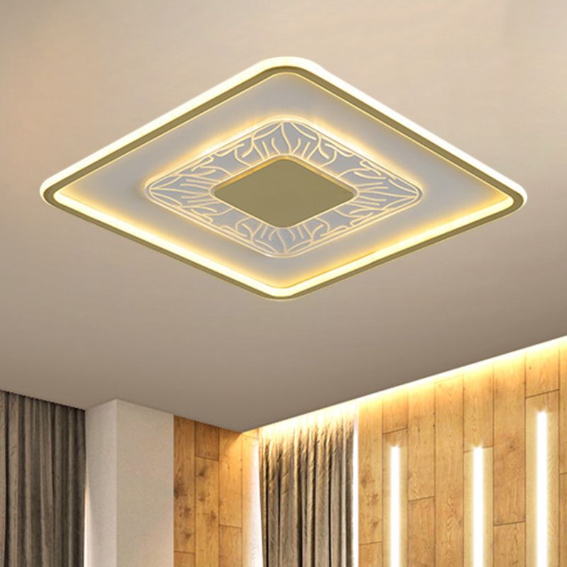 Square Flush Beleuchtung Moderne Acryl Weiß und Gold LED Deckenleuchte
