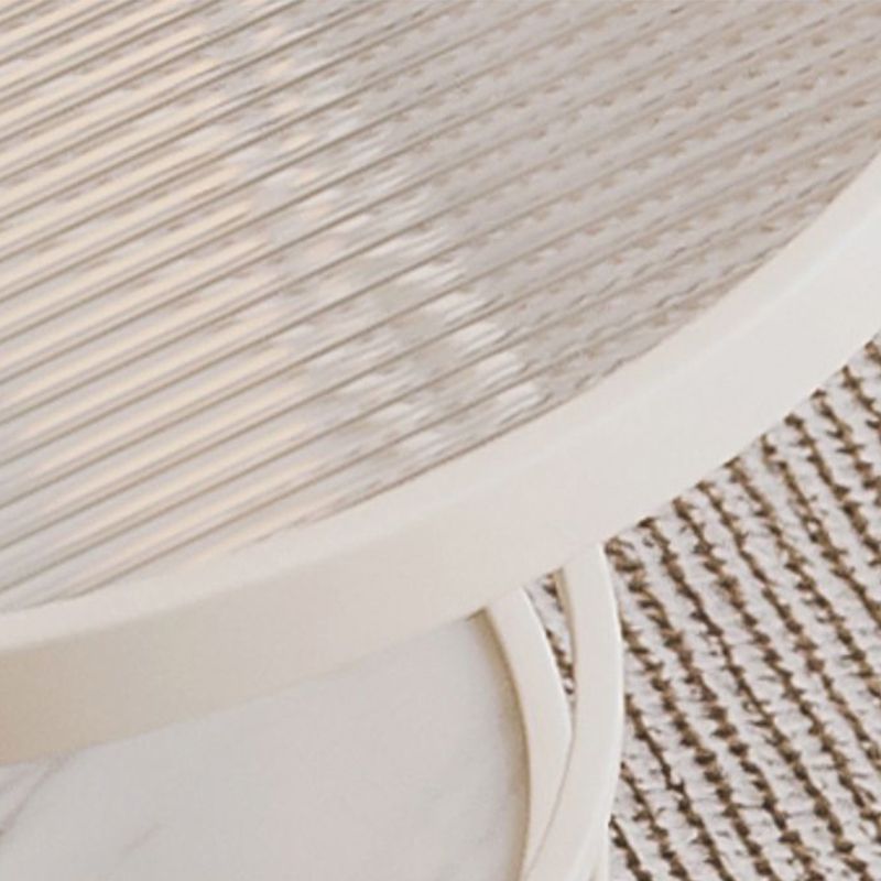 Minimalism Glass Top Coffee Table Round Metal Frame Cocktail Table