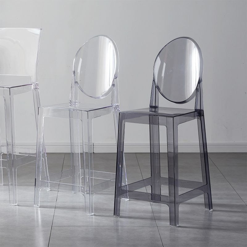 Industrial Backrest Armless Counter High Stool Plastic Bar Stool with 4 Legs