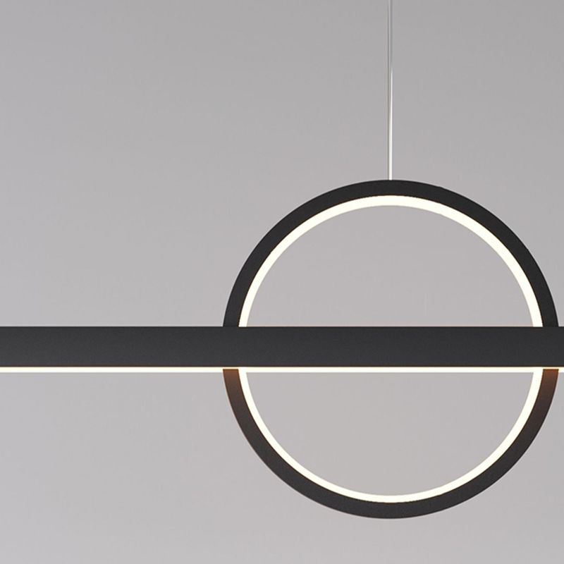 2-Light Modernism Black Island Lighting LED Metal Ceiling Light for Kitchen