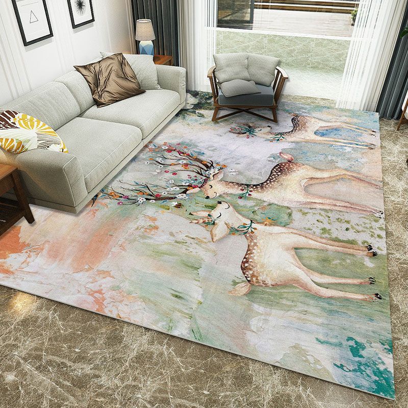 Minimalist 3D Printing Geometry Rug Multi-Colored Polypropylene Rug Machine Washable Non-Slip Stain Resistant Area Rug for Home