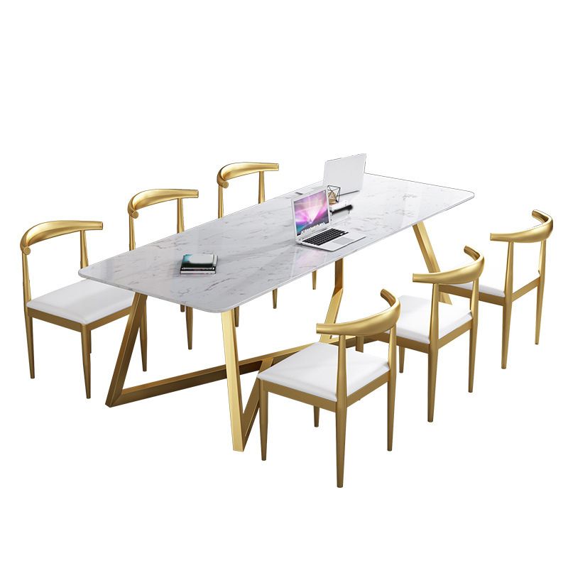 Modern 1/7 Pieces Dining Set Rectangle Stone Dining Table for Living Room