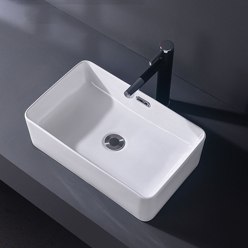 Modern Vessel Bathroom Sink Rectangular Porcelain Basin Sink (Not Include Faucet)