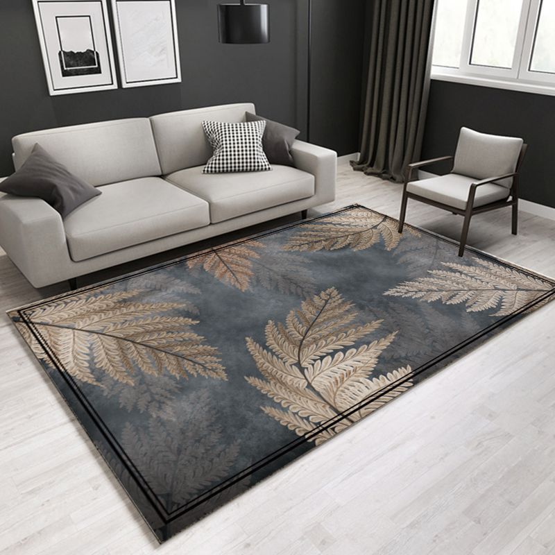 Multi Colored Plant Print Rug Polypropylene Simplicity Carpet Non-Slip Pet Friendly Indoor Rug for Living Room