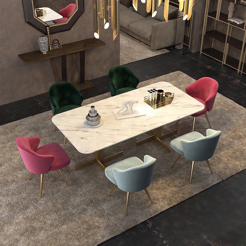 Traditional Luxury Dining Table White Marble Rectangle Dining Table for Home