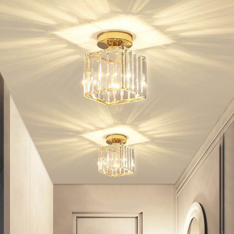 Crystal Geometric Shape Flush Ceiling Light Modern Style 1 Light Flush Mount Light Fixture