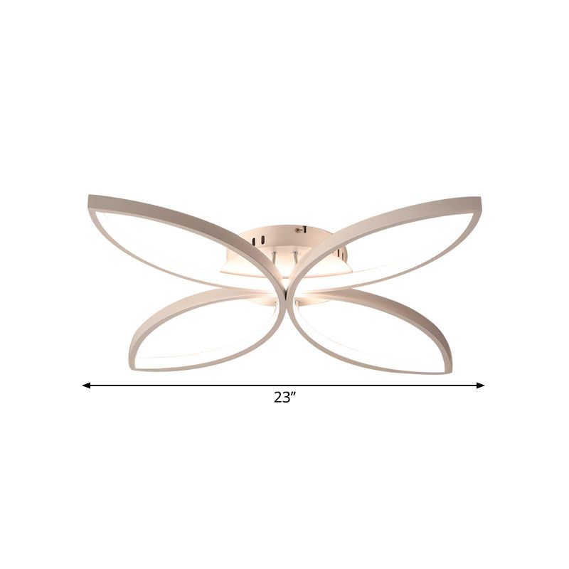 Clover Metallic Semi Flush Mount Modernism 23 "/29" Breite LED Weiß Deckenbeleuchtung in Warm/Weißes Licht