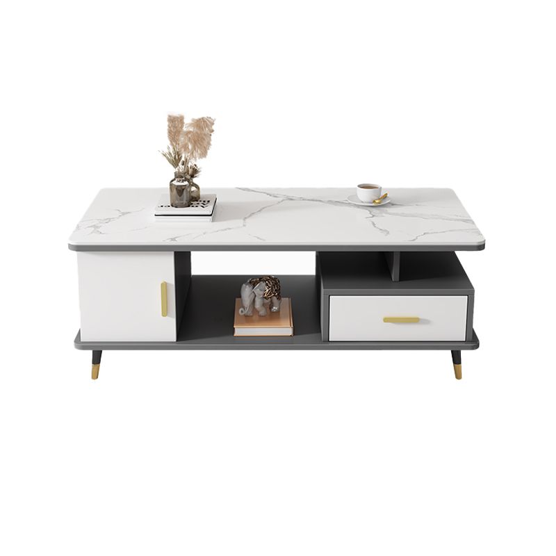 Slate Coffee Table Rectangle Glam Cocktail Table with 4 Legs