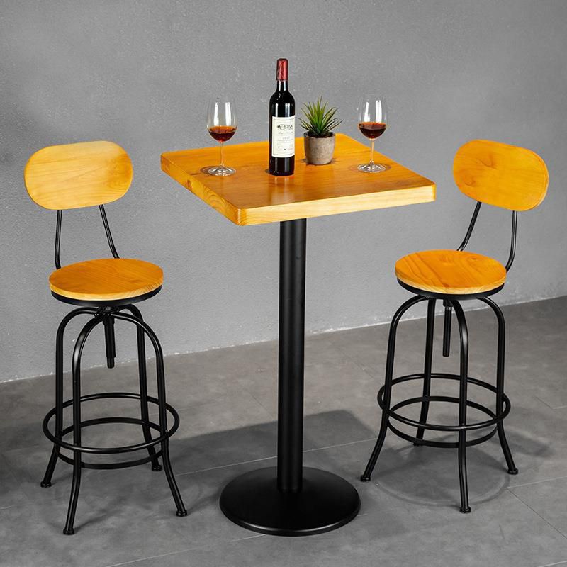 1/2/3 Pieces Industrial Style Round Bar Table Set Solid Wood Bistro Set