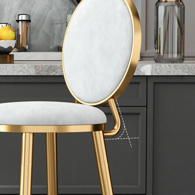 Round Seat Indoor Bar Stool Upholstered Bar Stools with Gold Frame