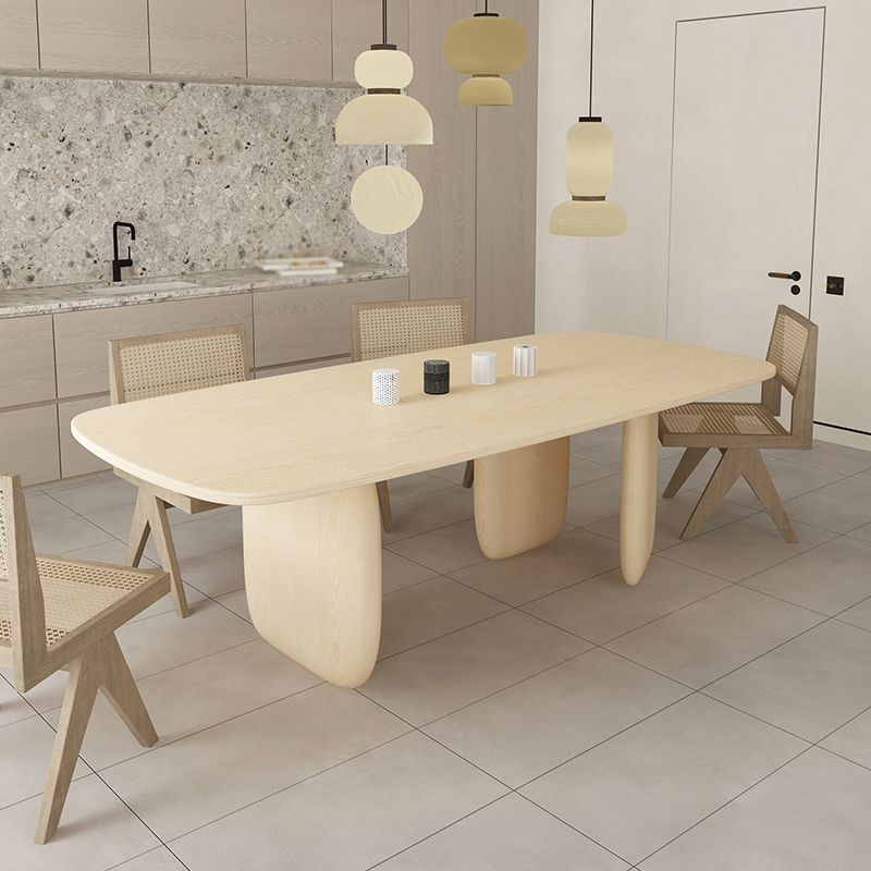 Pine Solid Wood Table Modern Rectangle Dining Table with 3 Legs for Restaurant