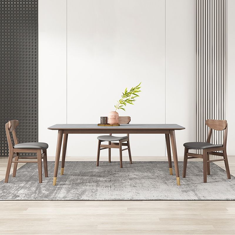 Mesa de comedor gris de cocina Mid-Century Mesa de comedor rectangular de piedra sinterizada con 4 patas