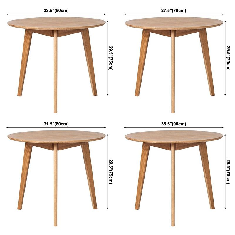 Solid Wood Tripod Base Dining Table Simplicity Style Round Dinette Table