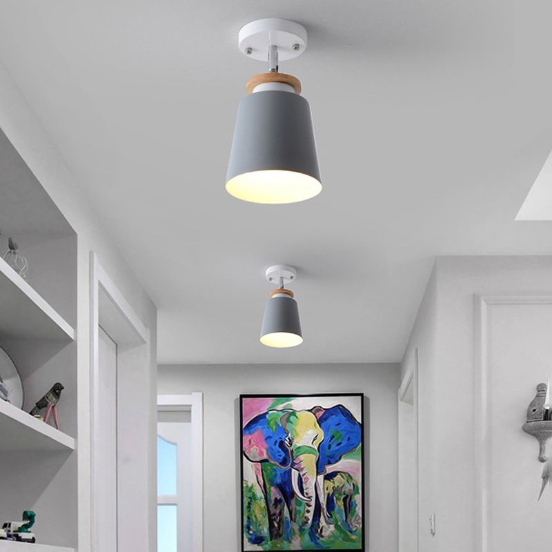 Metal Conical Ceiling Mounted Fixture Nordic Style Close to Ceiling Fixture