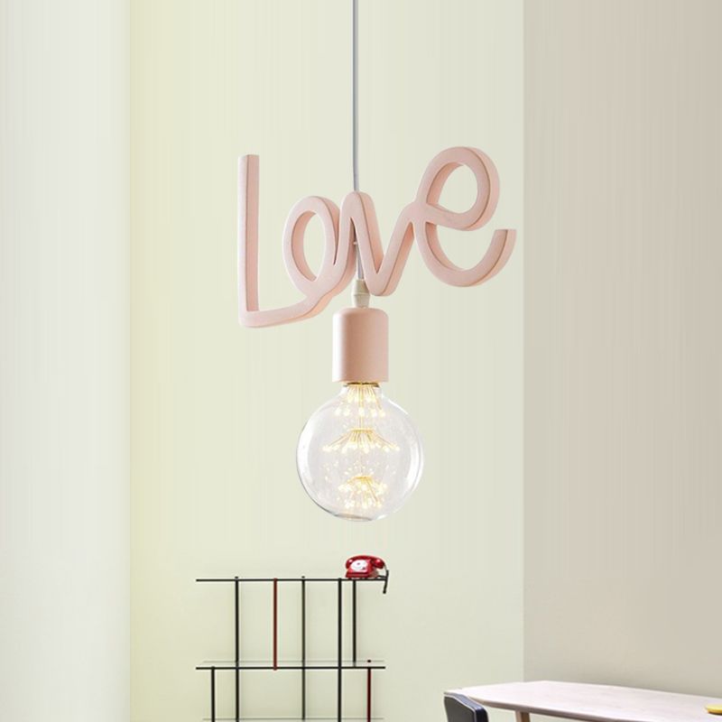 MACHAROON LAMPAGGIO BARB RESIN LAMPINA 1 ciondolo soggiorno in lampadina in rosa con design delle lettere