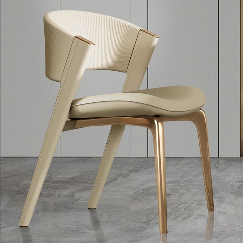 Modern Faux Leather Dining Chair Open Back Dining Side Furniture in Matte Finish