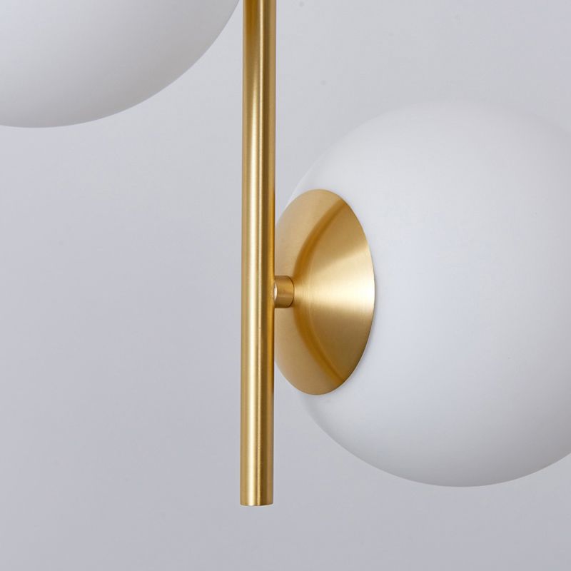 Opaque Glass Spherical Chandelier Minimalism 2-Head Gold Suspension Light for Dining Room