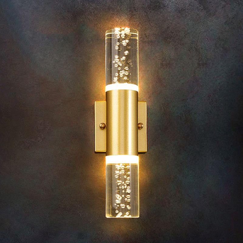 Moderno cilindro in stile di lusso su e giù a parete a led sconce cristallo montato lampada montata per camera da letto