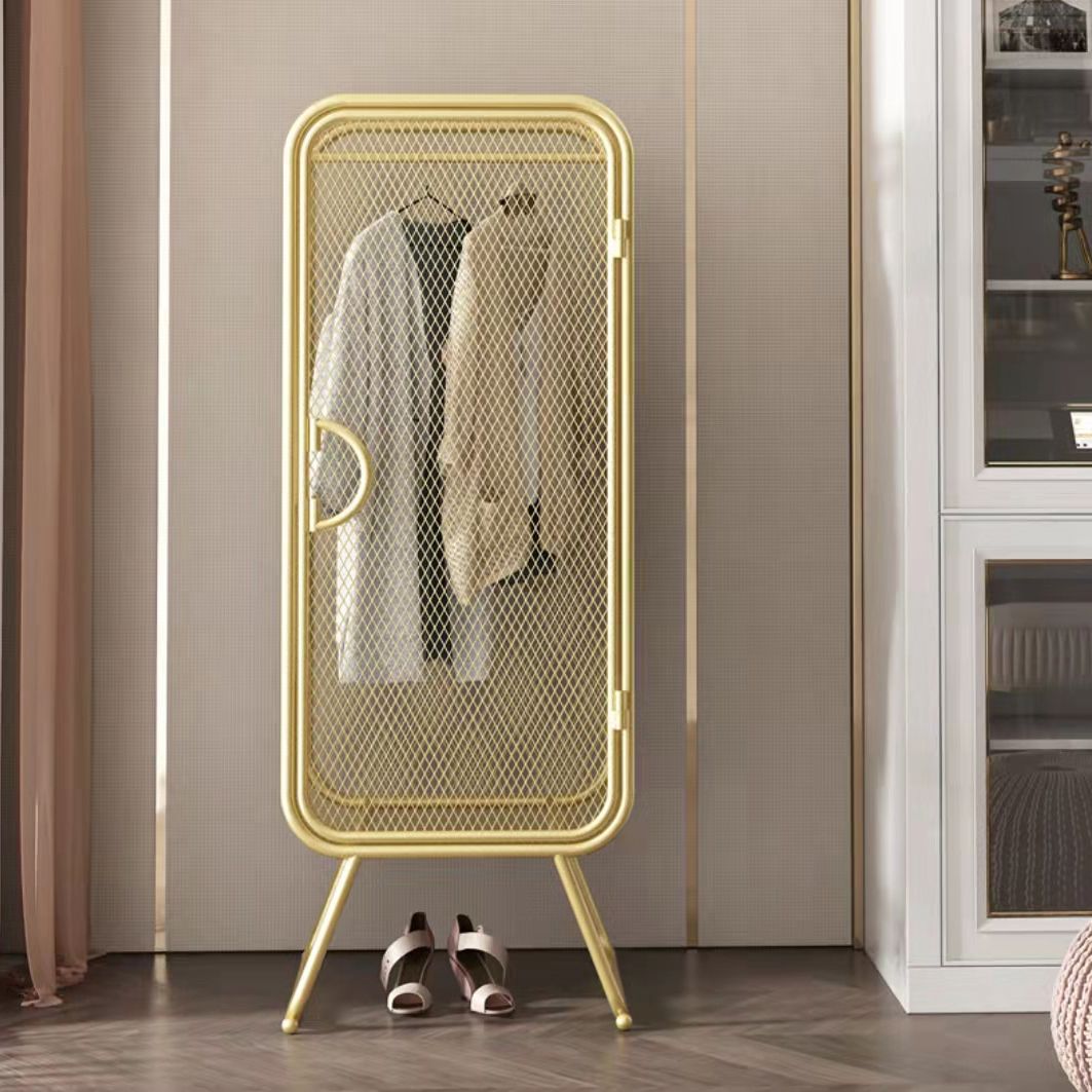 Metal Modern Cabinet with Legs Bedroom Hinged Door Storage Cabinet