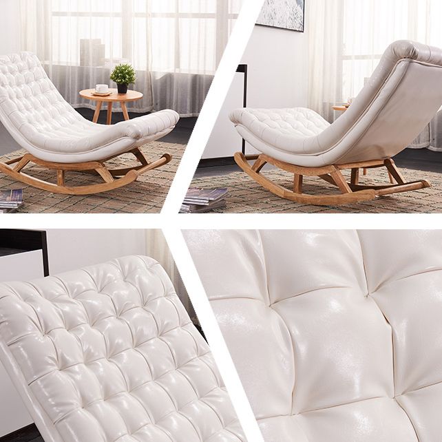 Indoor Leisure Chaise Chair Modern Wooden Upholstered Rocking Chair