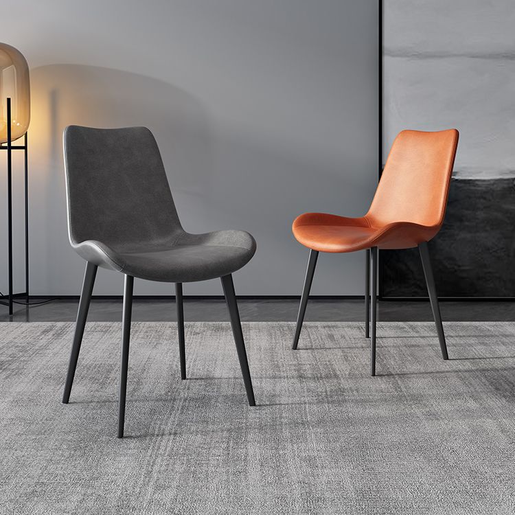 Silla de comedor tapizada de metal con respaldo sólido para interiores contemporánea (juego de 2)