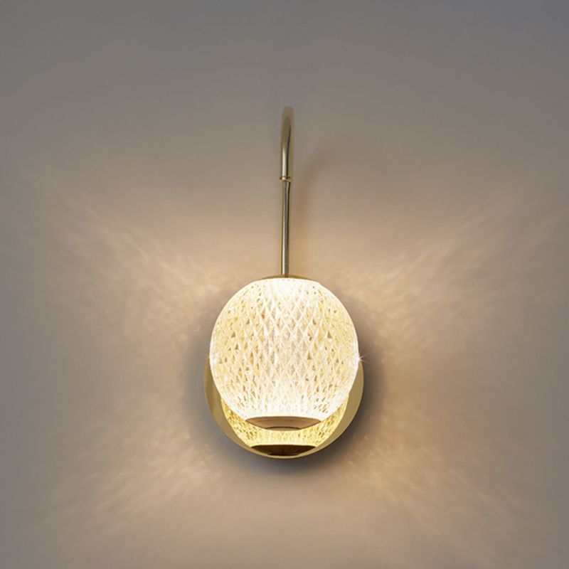 Ball Shade Metal Wall Sconce Modern Style Single Light Wall Mount Lighting in Gold