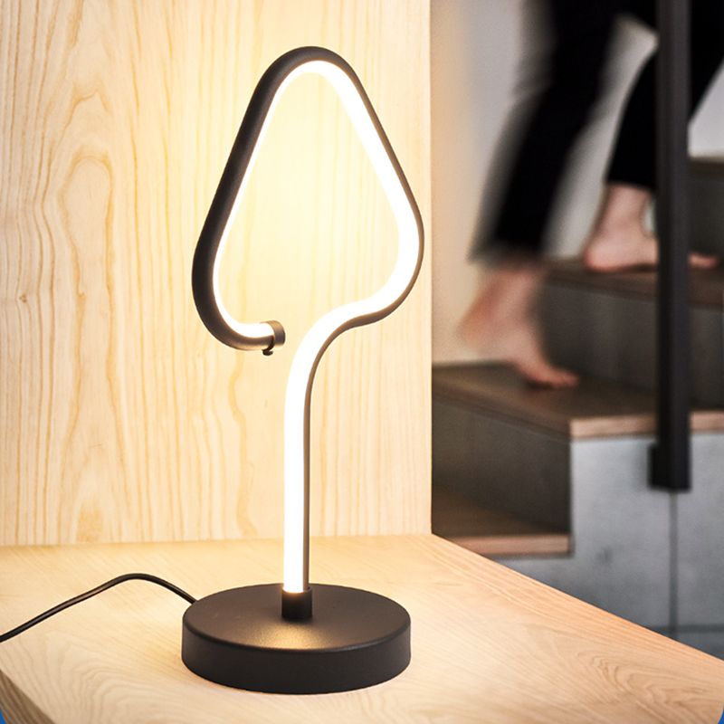 Triangle Acrylic Task Light Contemporary LED Black Nightstand Lamp with Circle Metal Base, Warm/White Light