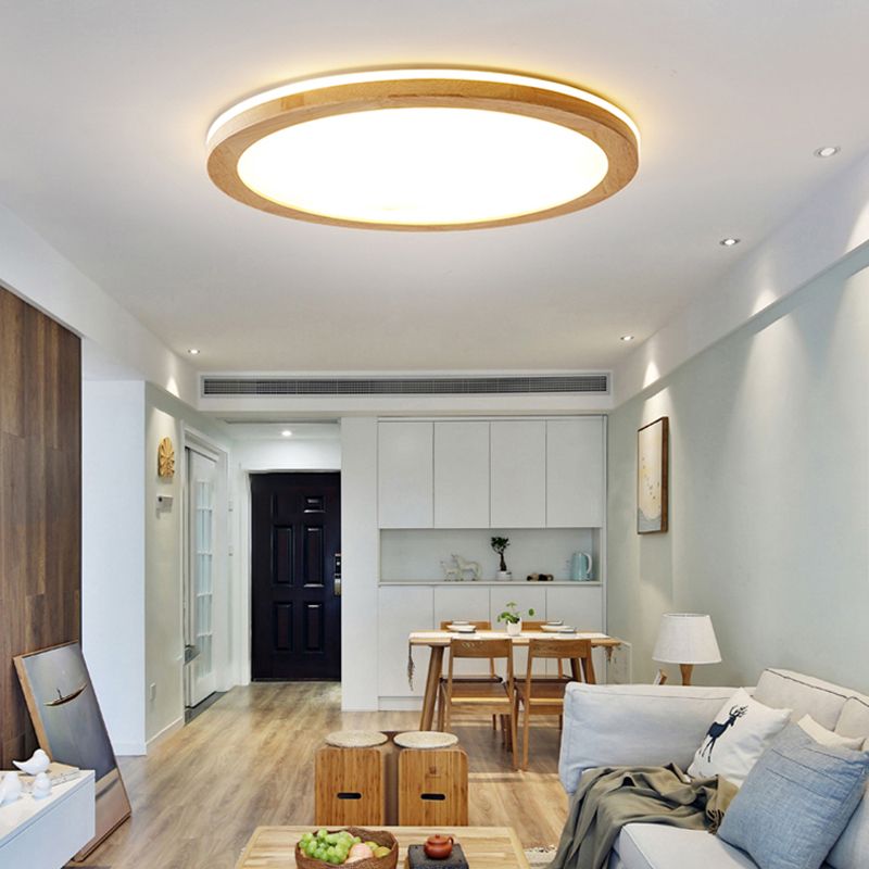 Legno Rotondo Flush Light Light Modern Single Light Flush Massimale Light Fixtures in Brown
