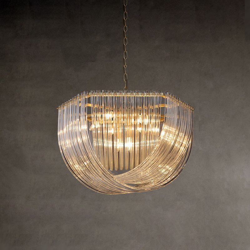 Modern Style Chandelier Bowl Shape Modern Style Glass Hanging Light for Bedroom