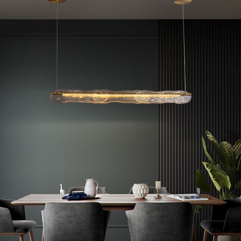 Luces colgantes de isla lineal accesorios de iluminación de lámparas de vidrio modernos para restaurante