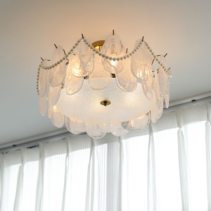 Semi Flush Mount Light Modern Glass Semi Mount Lighting for Bedroom