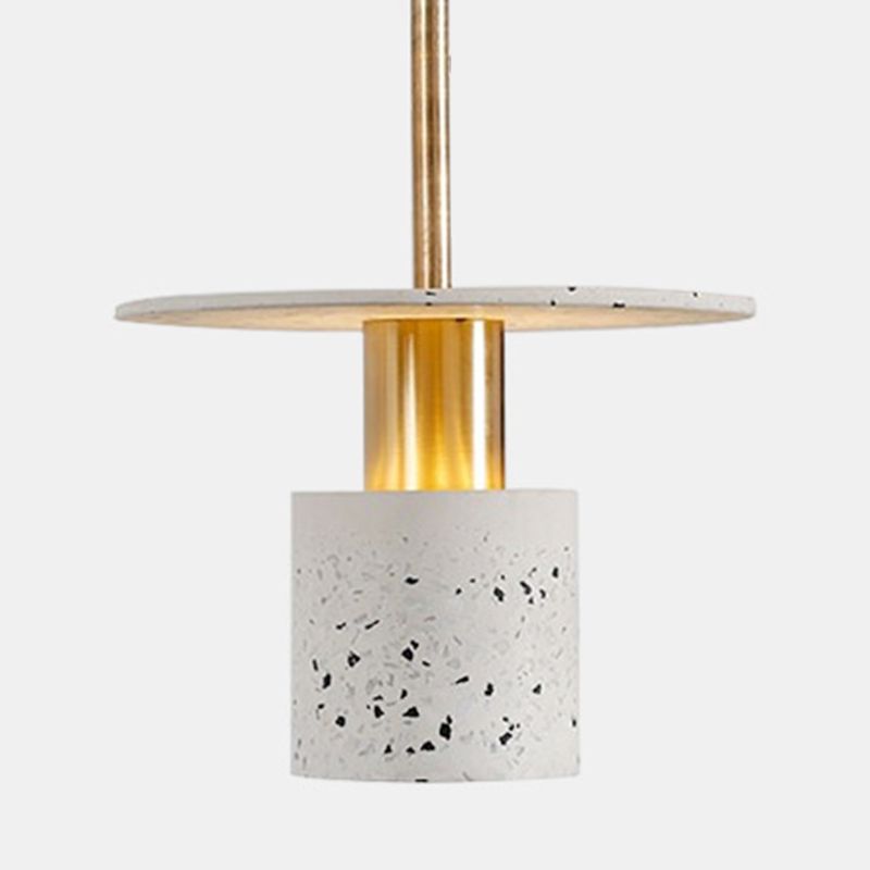 Single-Light White Marble Pendant Light for Dinning Room Bedroom Hanging Lamp