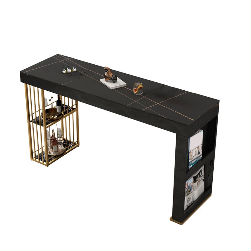 Modern Rectangle Bistro Bar Table Sintered Stone Storage Bar Table