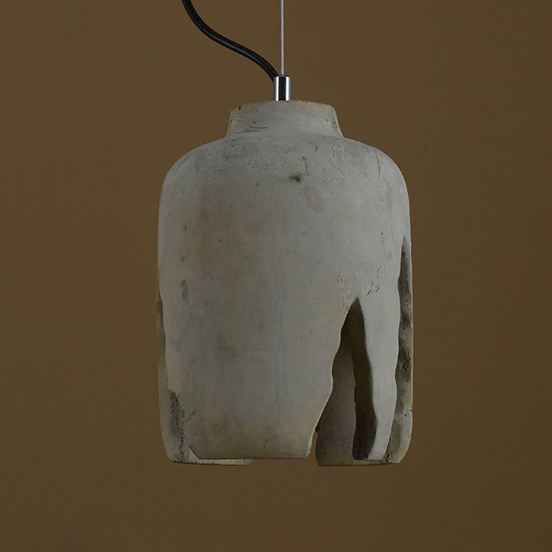 Cement 1-Light Hanging Lamp, Minimalist Gray Pendant Lighting for Living