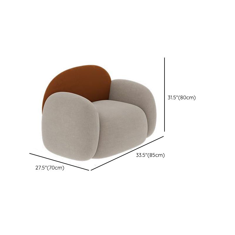 Curved Cushions Sofa Contemporary Faux Leather Seating in White and Orange