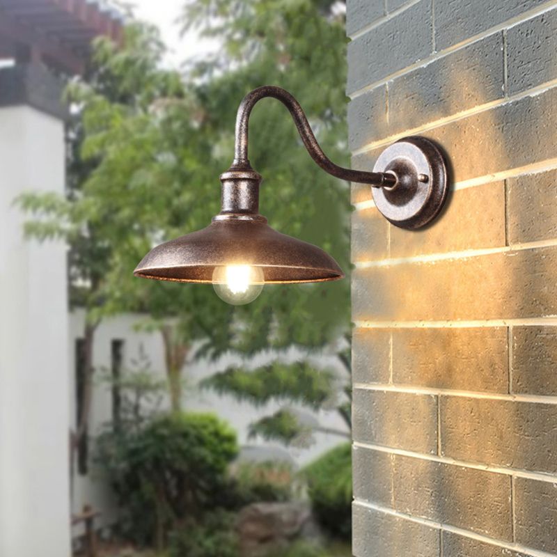 Industrial Retro Barn Wall Lamp Wrought Iron 1-Light Wall Light for Exterior Spaces