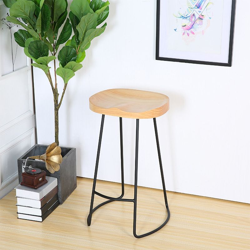 Modern Solid Wood Counter Stool Footrest Saddle Seat Counter Bar Stool in Natural