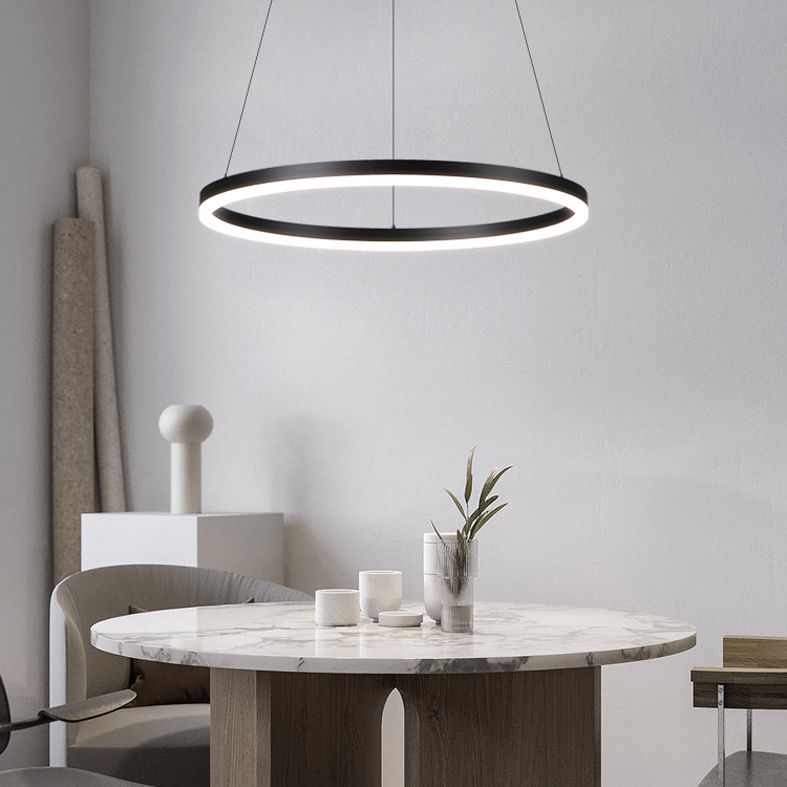 Dining Room One Head Pendant Light Black Metal LED Simple Ceiling Pendant Lamp