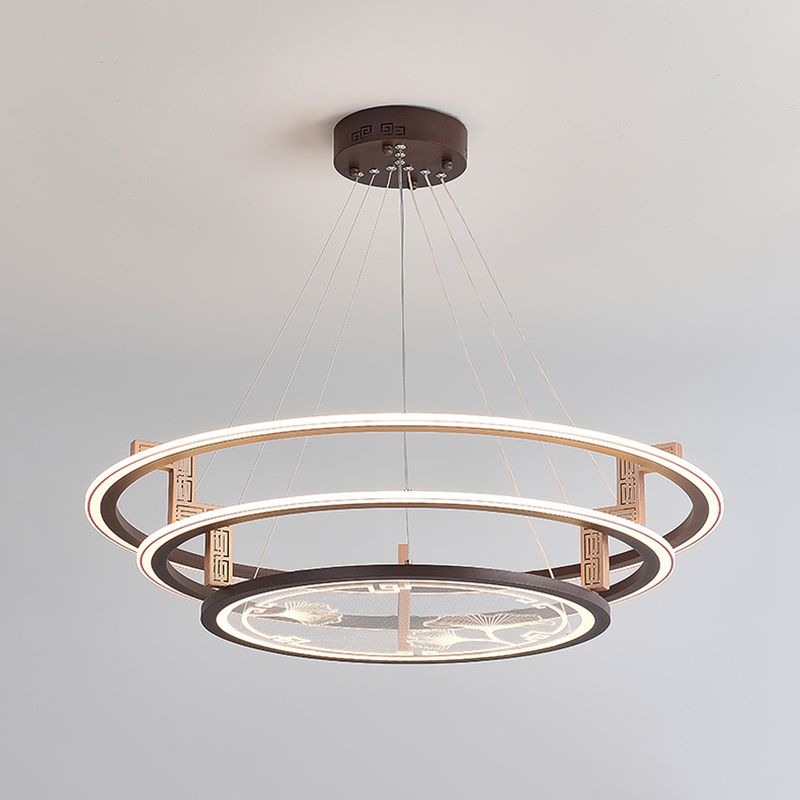 Brown Aluminum Hanging Pendant Lights Contemporary Hanging Lamps for Tea House